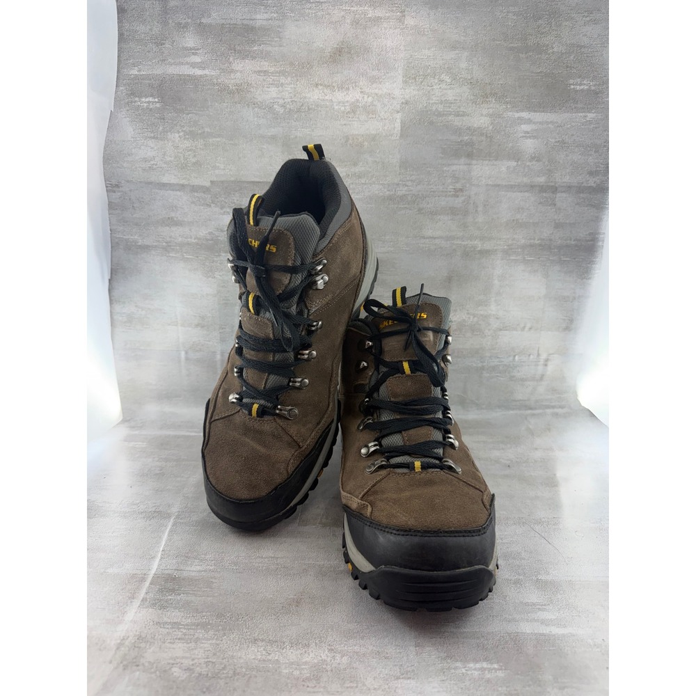 Skechers Men 64869 Brown Leather Waterproof Hiking Boots Size 11